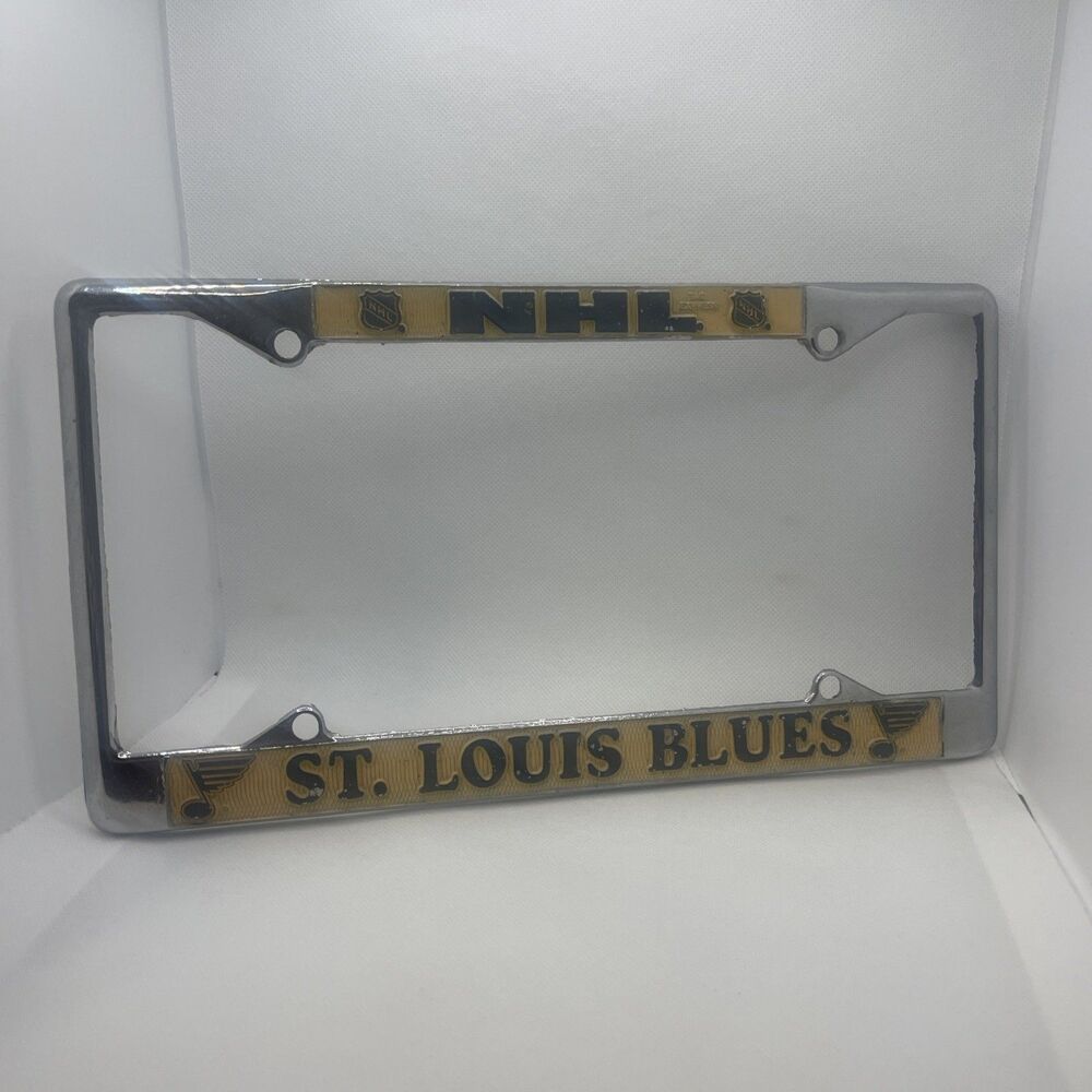 Vintage St Louis Blues Metal License Plate Frame Chrome Enamel by Tag Express